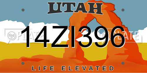 14ZI396 Utah License Plate