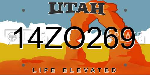 14ZO269 Utah License Plate