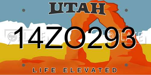 14ZO293 Utah License Plate