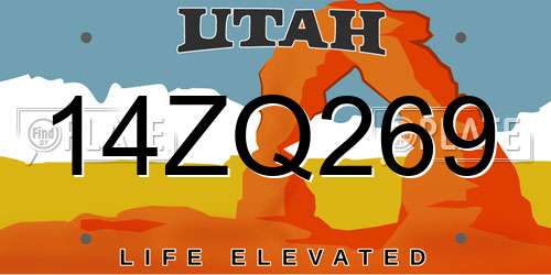14ZQ269 Utah License Plate