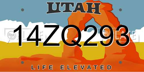 14ZQ293 Utah License Plate