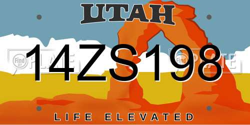 14ZS198 Utah License Plate