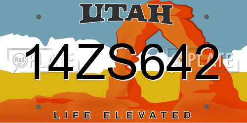 14ZS642 Utah License Plate