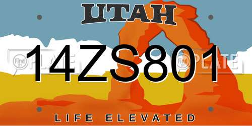 14ZS801 Utah License Plate