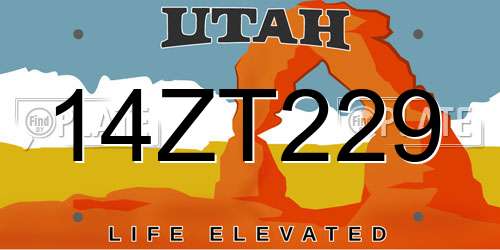14ZT229 Utah License Plate