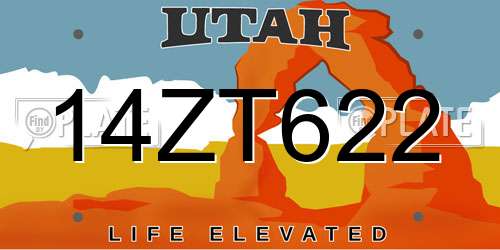 14ZT622 Utah License Plate