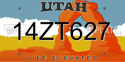 14ZT627 Utah License Plate