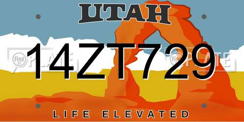 14ZT729 Utah License Plate