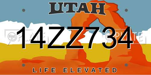 14ZZ734 Utah License Plate