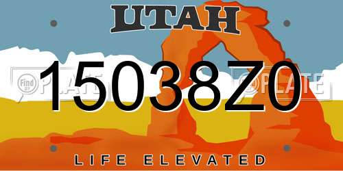15038Z0 Utah License Plate