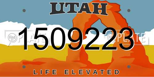 1509223 Utah License Plate