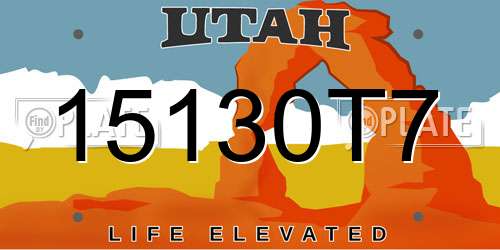 15130T7 Utah License Plate