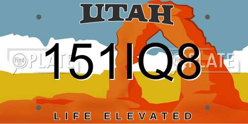 151IQ8 Utah License Plate