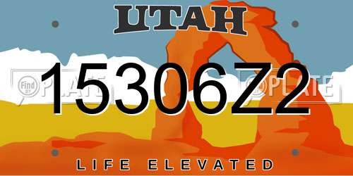 15306Z2 Utah License Plate