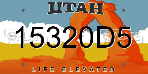 15320D5 Utah License Plate