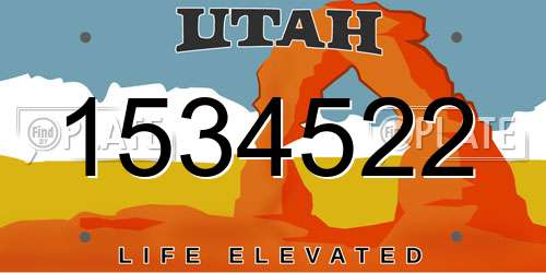 1534522 Utah License Plate