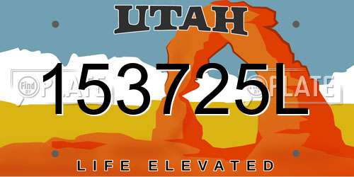 153725L Utah License Plate