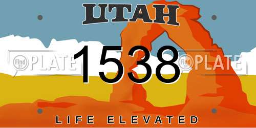 1538 Utah License Plate