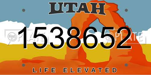 1538652 Utah License Plate