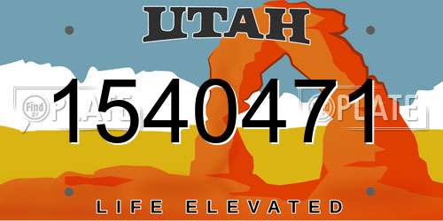 1540471 Utah License Plate