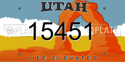15451 Utah License Plate