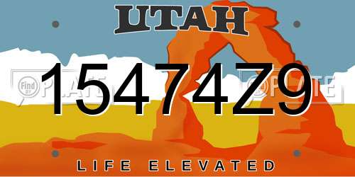 15474Z9 Utah License Plate