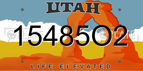 15485O2 Utah License Plate