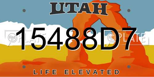 15488D7 Utah License Plate