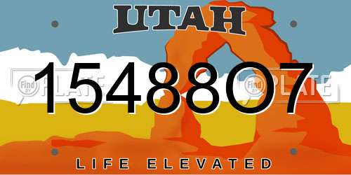 15488O7 Utah License Plate