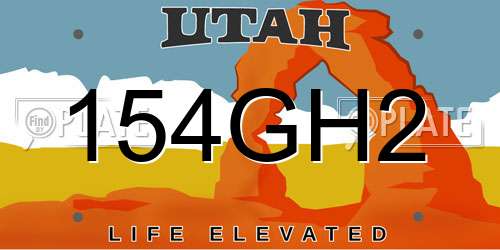 154GH2 Utah License Plate