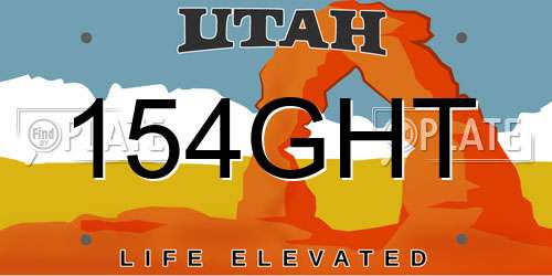 154GHT Utah License Plate