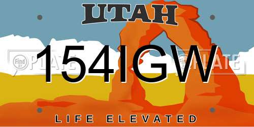 154IGW Utah License Plate