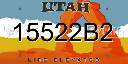 15522B2 Utah License Plate