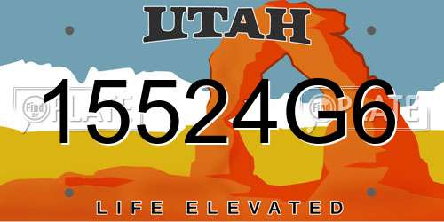 15524G6 Utah License Plate