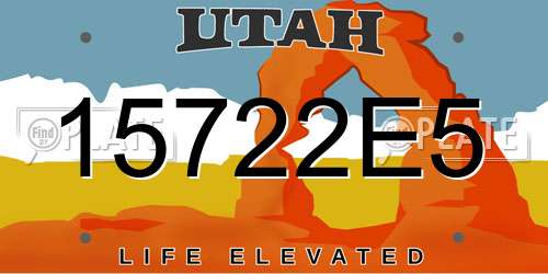 15722E5 Utah License Plate