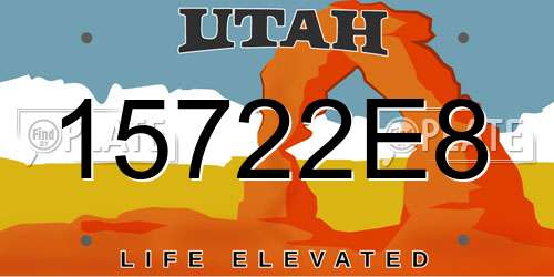 15722E8 Utah License Plate