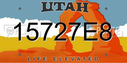 15727E8 Utah License Plate