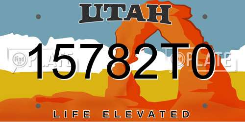 15782T0 Utah License Plate