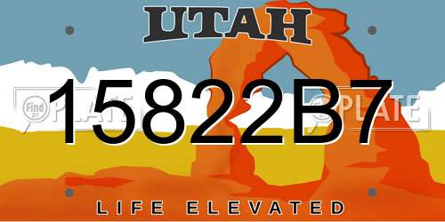 15822B7 Utah License Plate