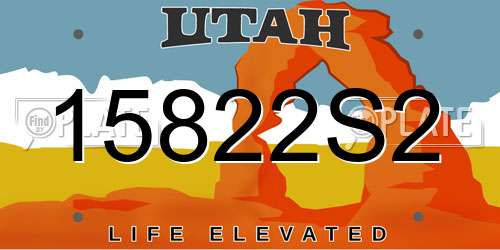 15822S2 Utah License Plate