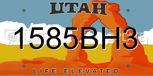 1585BH3 Utah License Plate