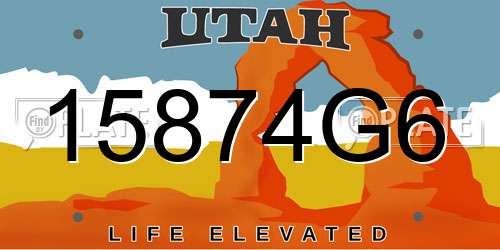 15874G6 Utah License Plate