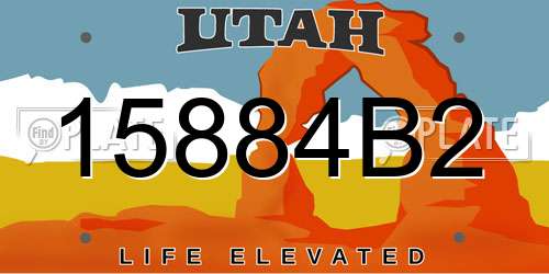 15884B2 Utah License Plate