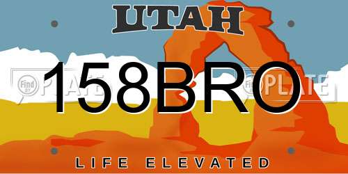 158BRO Utah License Plate
