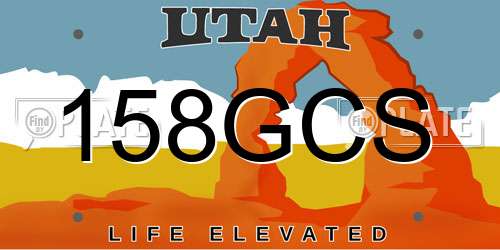 158GCS Utah License Plate