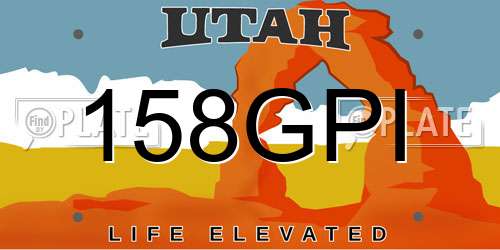 158GPI Utah License Plate
