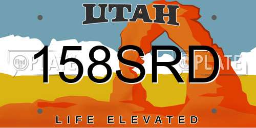 158SRD Utah License Plate
