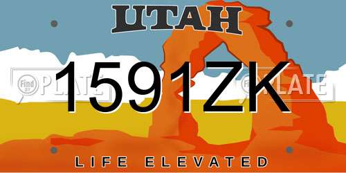 1591ZK Utah License Plate