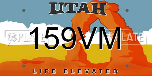 159VM Utah License Plate