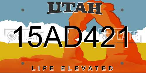 15AD421 Utah License Plate